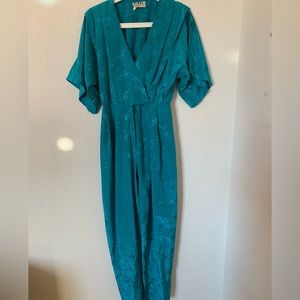 Vintage silky Teal custom jumpsuit